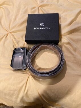 Bostanten Men's Brown Leather Casual Dress Belt